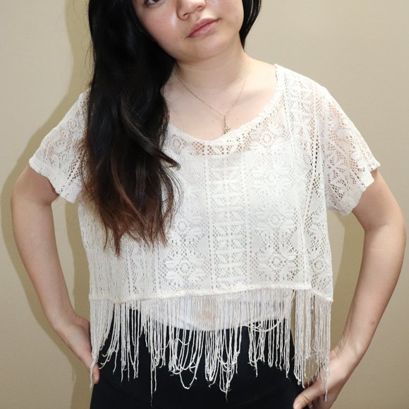 Cropped Lace Boho Top - Picture 1 of 2